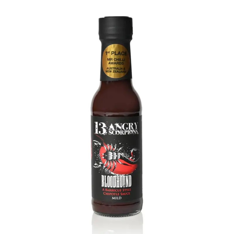 13 Angry Scorpions Bloodhound Hot Sauce – Intense Carolina Reaper Heat (150Ml) 1