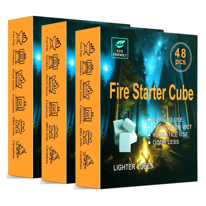 144-Pack Odorless Waterproof Fire Starter Cubes For Fireplaces, Grills, And Campfires 1
