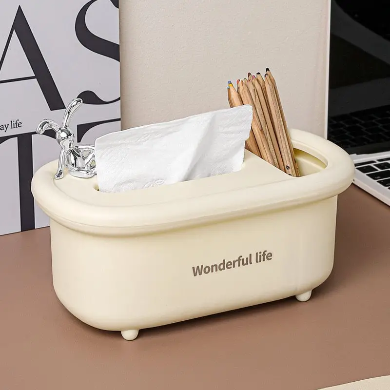 2-In-1 Bunny-Shaped Tissue Dispenser With Integrated Cosmetic Storage 1