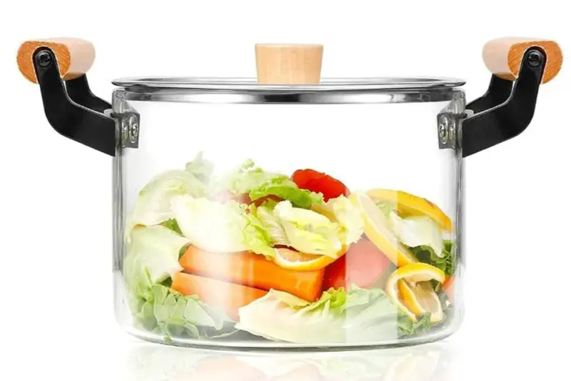 3.5L Heat-Resistant Glass Cooking Pot – Stovetop-Safe Simmer Pot With Wooden Handle & Transparent Lid 1