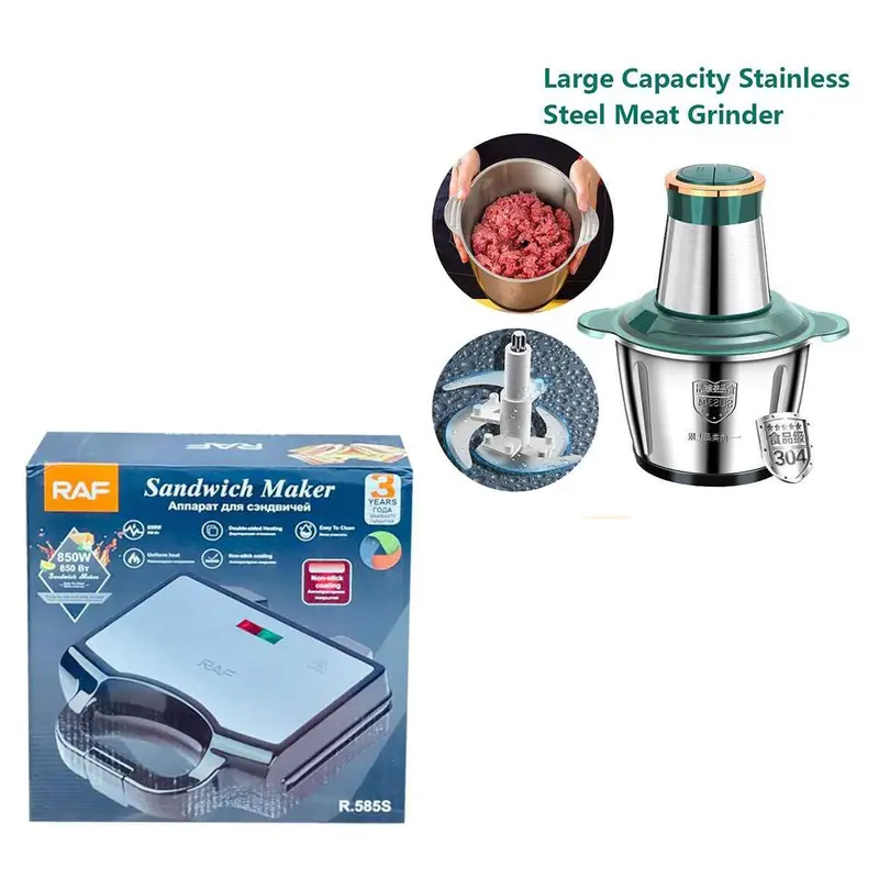 3-Liter Multi-Function Electric Food Processor With Meat Mincer, Vegetable Grinder, And Sandwich Maker 1