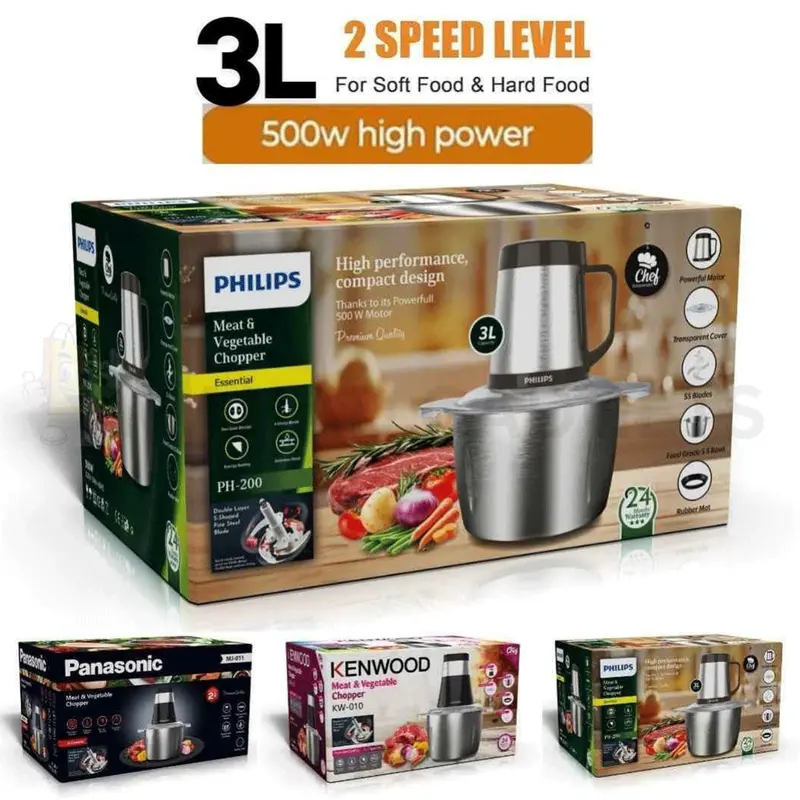 3-Liter Stainless Steel Electric Meat Grinder & Food Processor (Philips/Kenwood/Panasonic Compatible) 1
