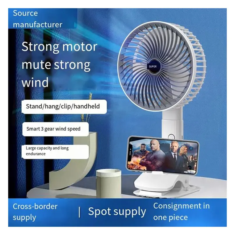 3-Speed Rechargeable Clip-On Fan With Triple Mounting Options (Desk, Cabinet, Mobile Holder) 1