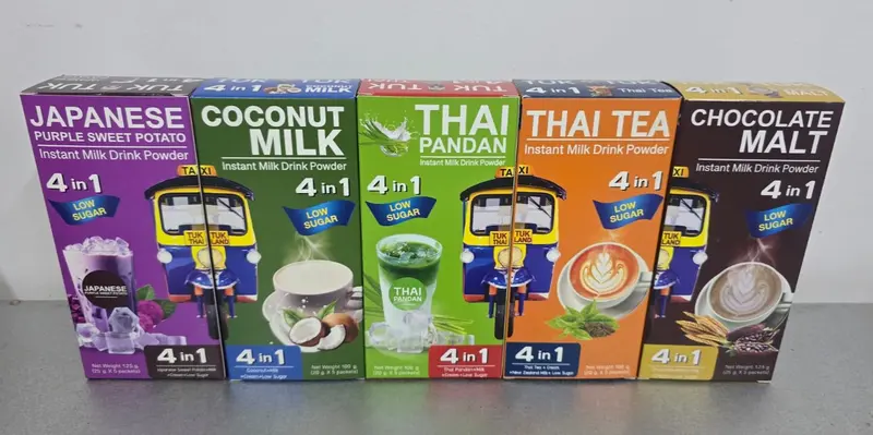 5-Variety Instant Milk Drink Collection – Sweet Potato, Coconut, Pandan, Thai Tea & Chocolate Malt (25 Sachets Total) 1