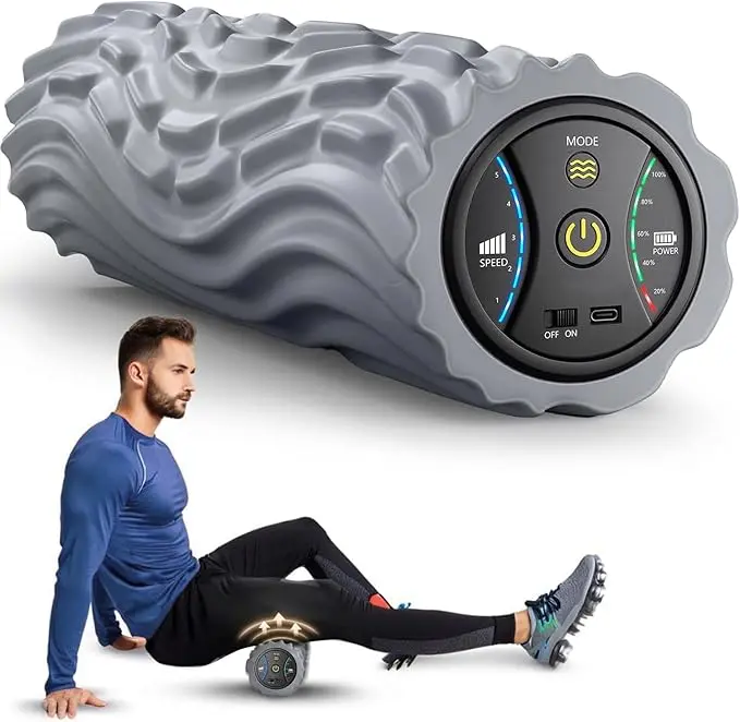 Angju Vibrating Foam Roller – Cordless Deep-Tissue Recovery Tool With 5 Adjustable Speeds, Usb-C Rechargeable Battery, Compact For Travel, Yoga & Pilates 1