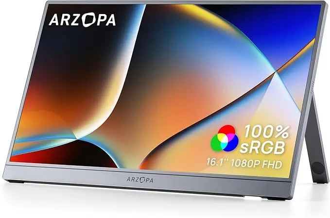 Arzopa Z1C 16.1" Portable Monitor – Fhd 1080P, 100% Srgb, Eye-Care Ips Panel, Adjustable Stand 1