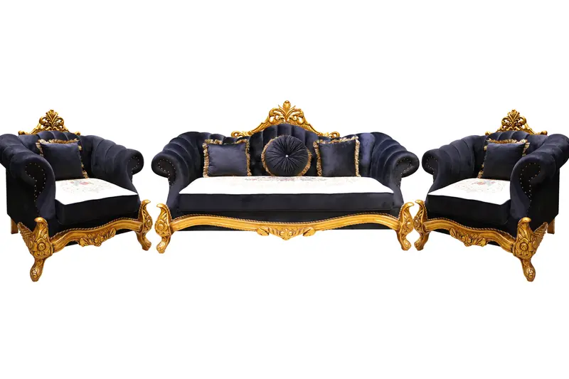 Asmani Taj Fabric Sofa Set – Contemporary Living Room Ensemble 1