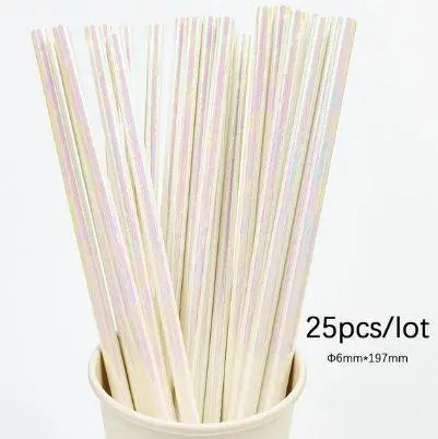 Assorted Iridescent 8-Inch Paper Straws – 25-Pack 1