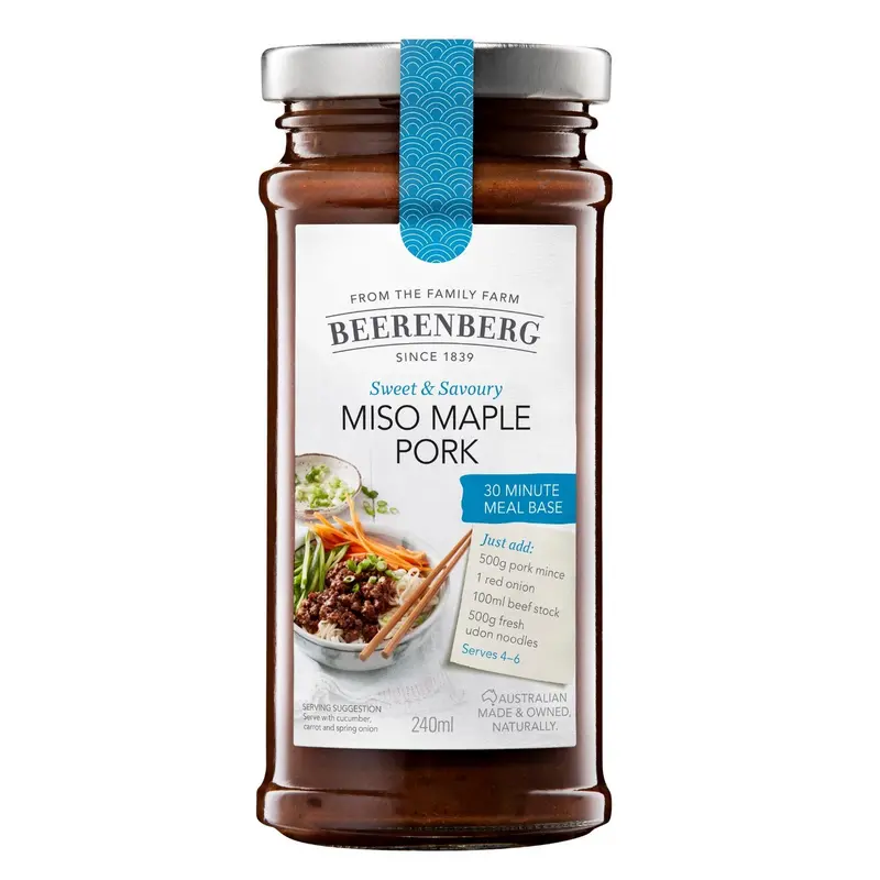 Beerenberg Miso Maple Pork Meal Base – 240Ml Ready-To-Cook Sauce 1