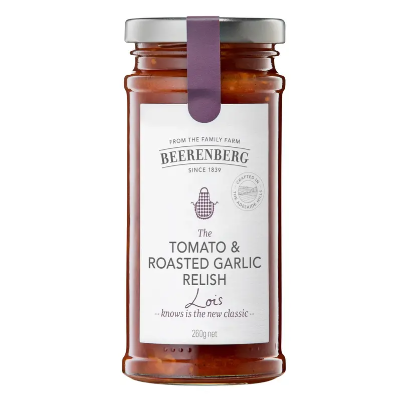 Beerenberg Tomato & Roasted Garlic Relish – 260G Rustic Vegetable Spread 1
