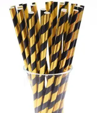 Black And Gold Foil Paper Straws – 8-Inch, Pack Of 25 1