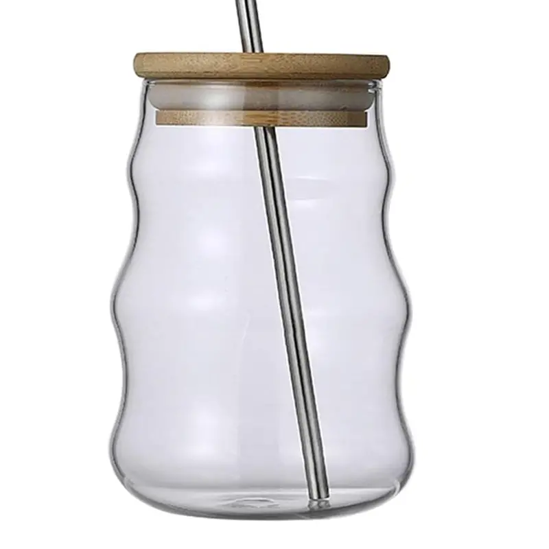 Borosilicate Glass Reusable Drink Jar – Clear Smoothie Cup With Straw, Ideal For Parties & Outdoor Use 1
