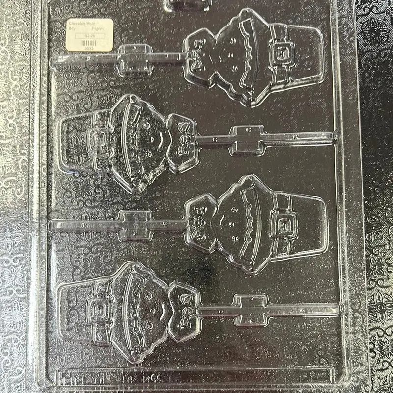 Boy Pilgrim Chocolate Lollipop Mold – Detailed Thanksgiving Candy Shape 1