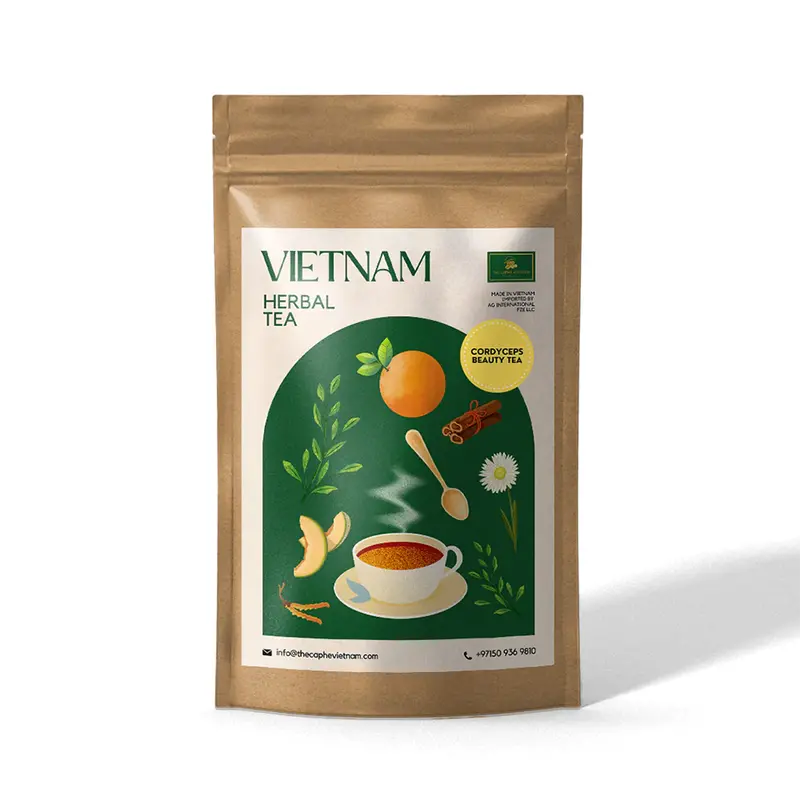 Caphe Vietnam Cordyceps Beauty Tea – 20 Individually Wrapped Sachets For Radiant Skin & Wellness 1