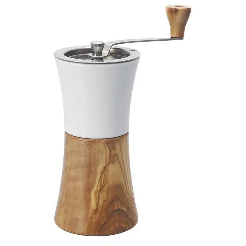 Ceramic & Olive Wood Hand Coffee Grinder – Artisan Design 1