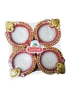 Datar Waxed Diya Set – 4-Piece Multicolor Decorative Diyas, 15 Cm Each 1