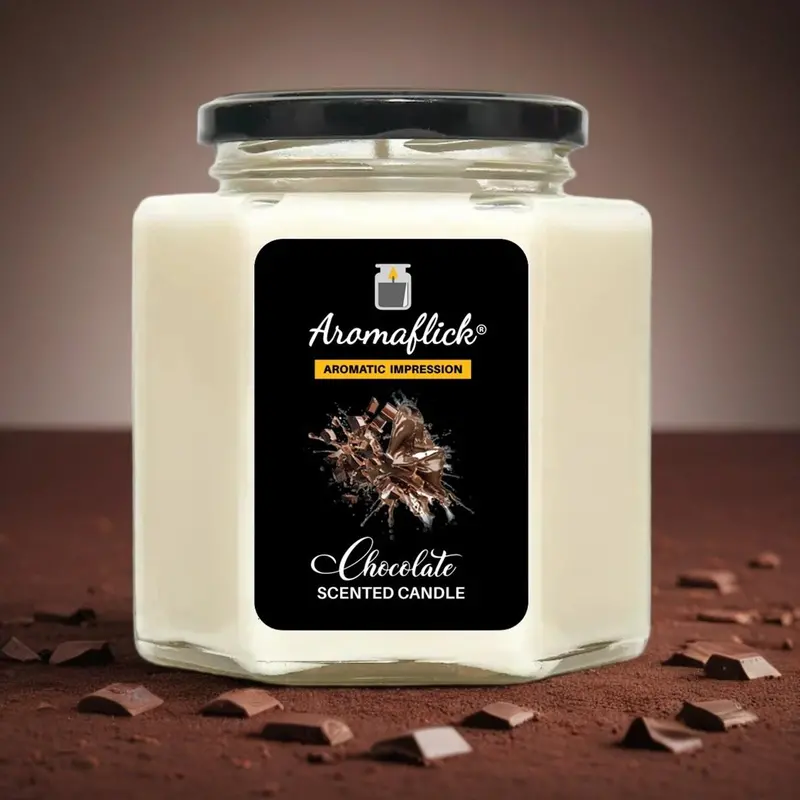 Decadent Chocolate Aroma Candle In Hexagonal Jar 1