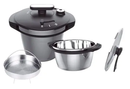 Dessini 5L + 7L Stainless Steel Pressure Cooker Combo – Dual-Capacity Grey Set 1