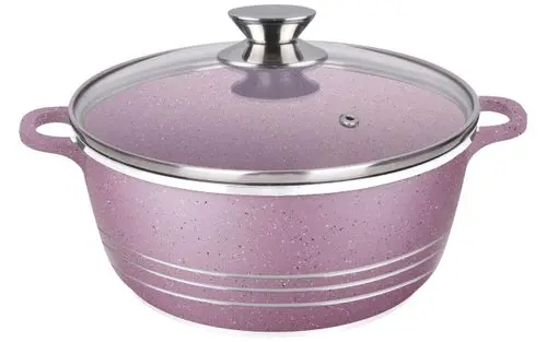 Dessini Granite Cookware — 32Cm Deep Cooking Pot With Non-Stick Coating, Purple Accent 1