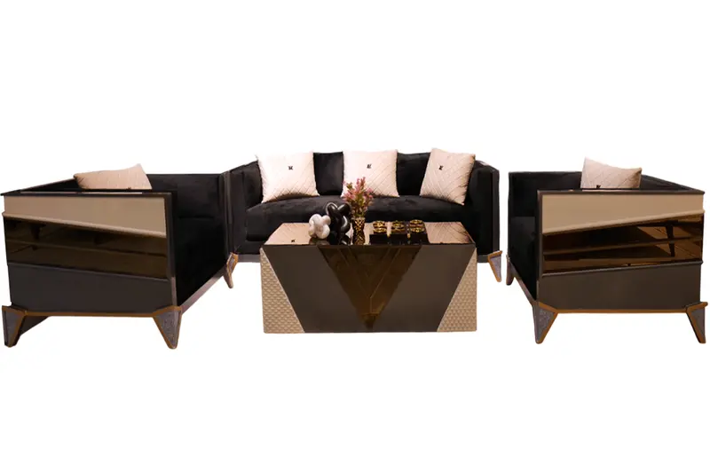 Eagle Mirror-Front Sofa Set – Reflective Modern Living Room Set (Easy Installments) 1