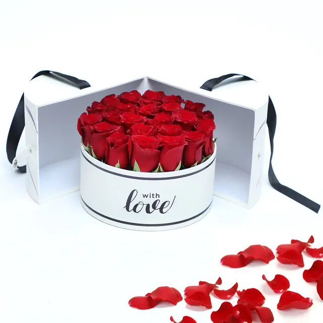Elegant Red Roses Presented In A Sleek White Gift Box 1