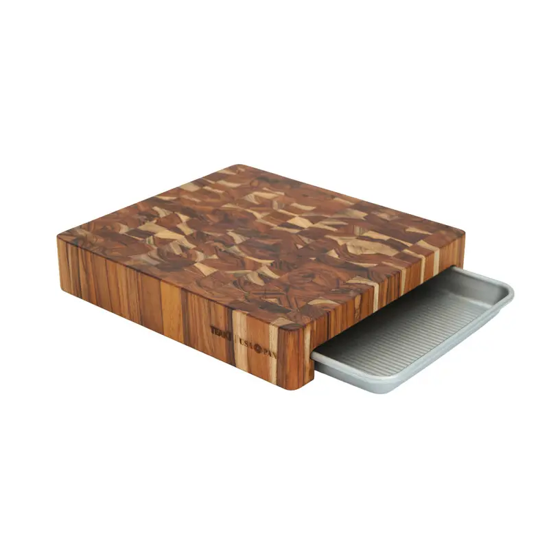 End-Grain Prep-To-Pan Board With Quarter Sheet Pan – Teakhaus × Usa Pan 1