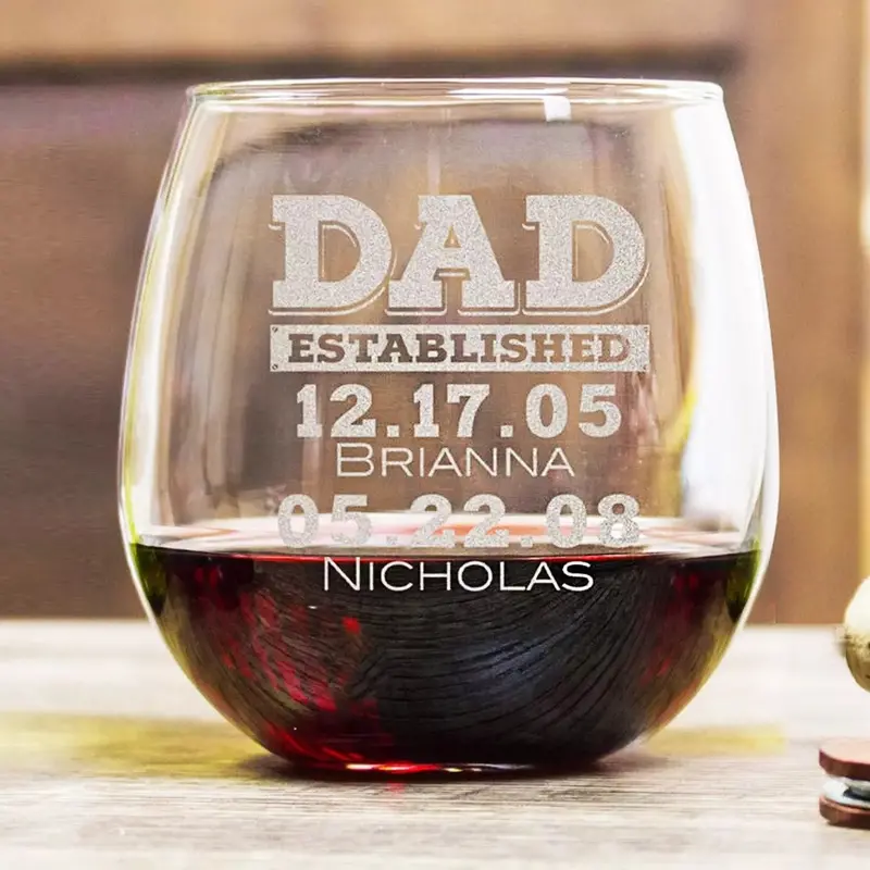 Etched Glass Tumbler Personalized For Dad 1