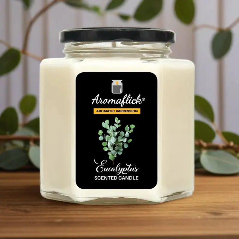 Eucalyptus Mint Scented Candle In Hexagonal Jar 1