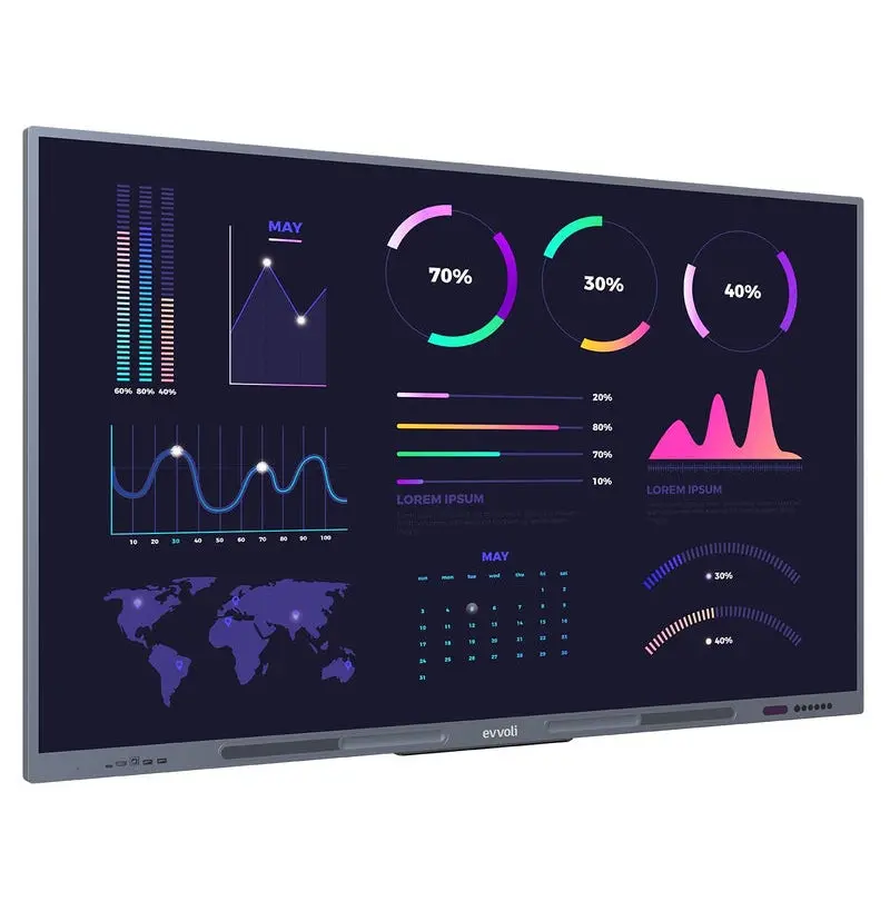 Evvoli 98" Interactive Smart Display – 4K Uhd Led, Android 13, 40-Point Touch, 10M Laser Distance, 98Evid60X, Black 1