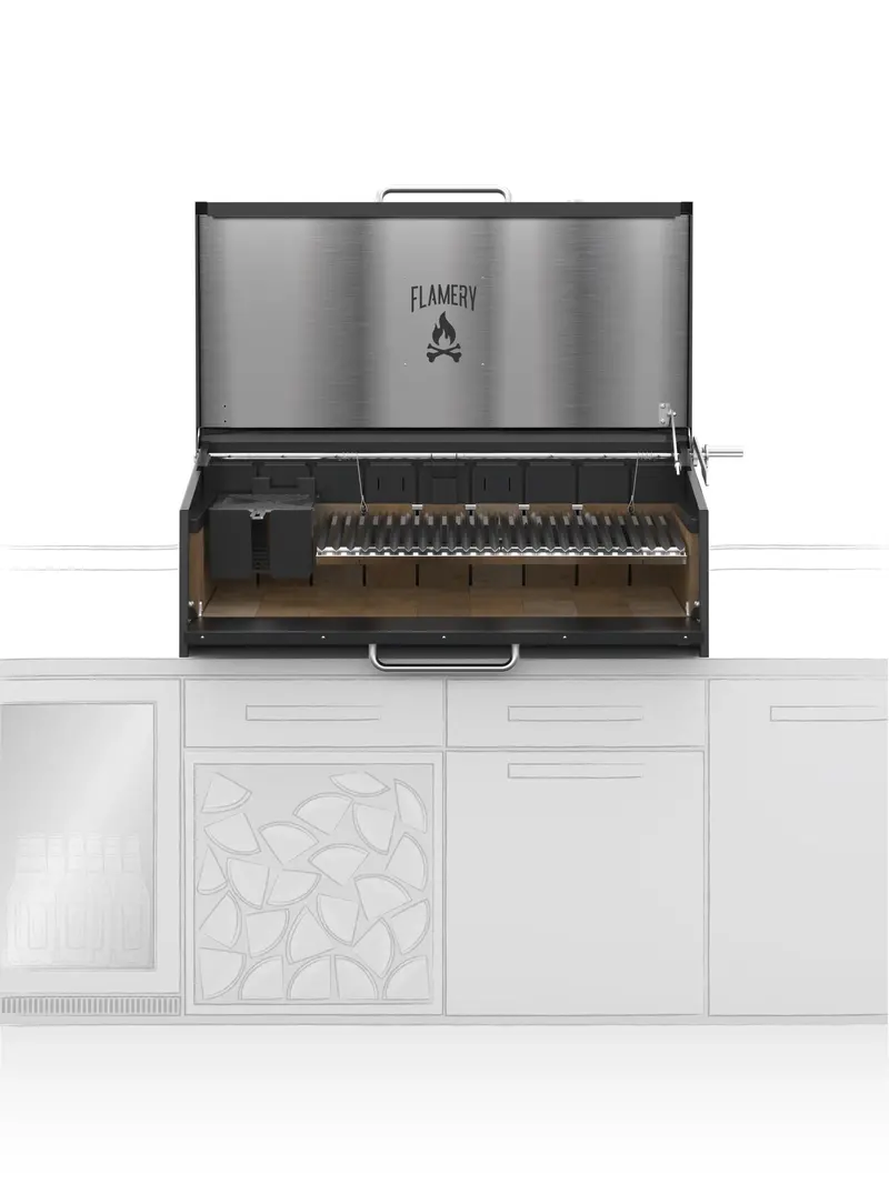 Flamery Large Argentinian Asado Bbq – Full Grill + Firebox 1