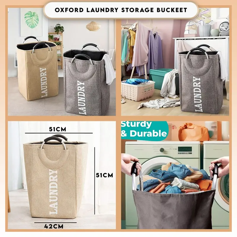 Foldable Fabric Laundry Basket With Reinforced Handles – Lightweight & Space-Saving Storage 1