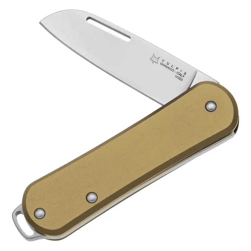 Fox Vulpis 108 Folding Pocket Knife — Polished Brass Handle, Precision Blade 1