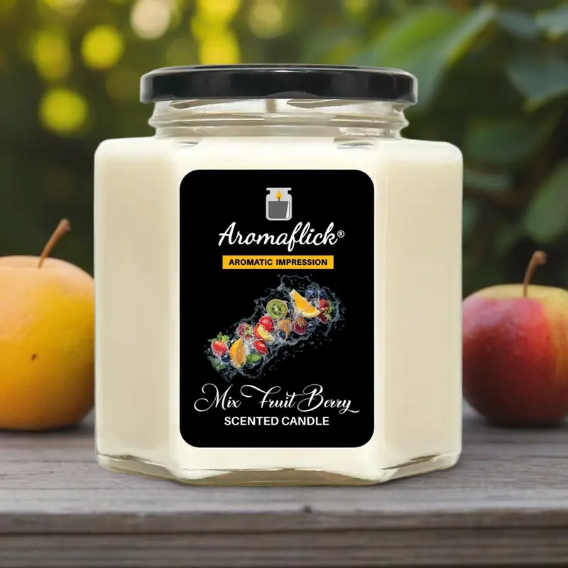 Fruity Mix Berry Scented Candle In Hexagonal Jar 1