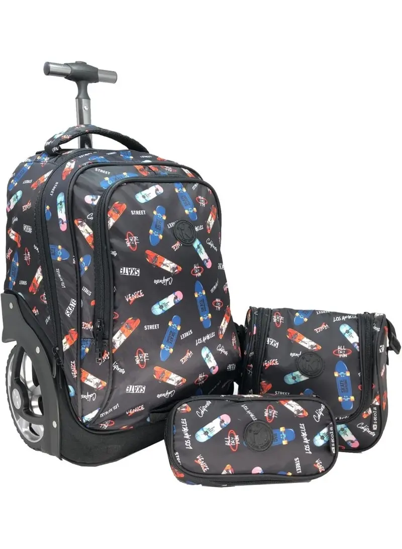 I-Kola Skate Black 3-Piece Rolling School Set – 18" Trolley, Lunch Bag & Pencil Case (E770-18Bw3) 1