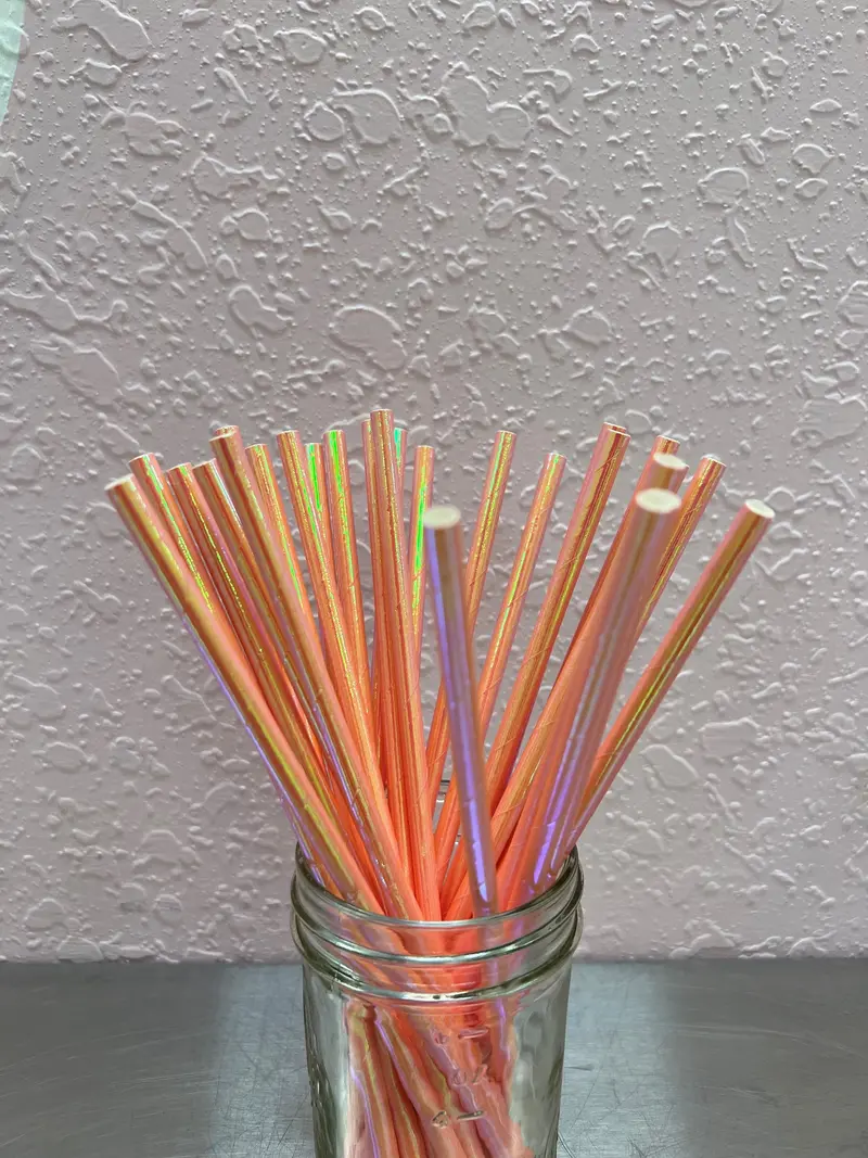 Iridescent Pink 8-Inch Paper Straws – Pack Of 25 1