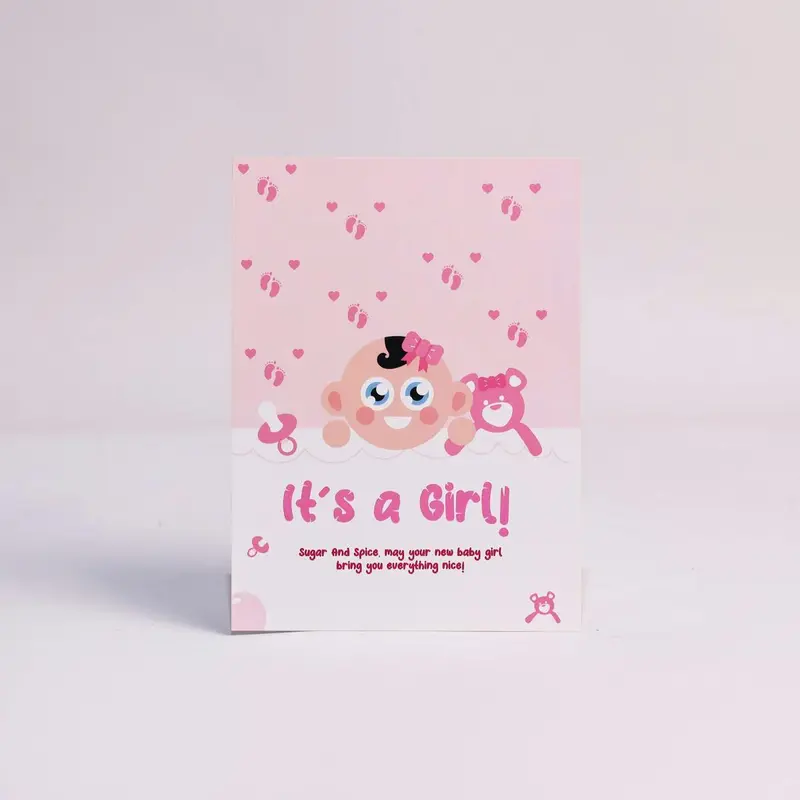 'It'S A Girl!' Celebration Card – Pastel Baby Announcement Card 1