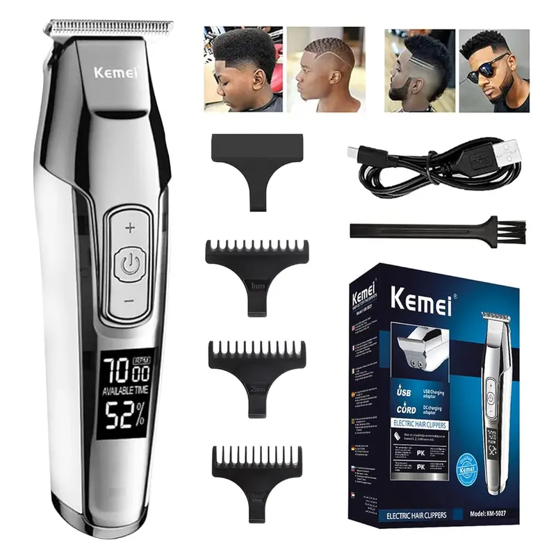 Kemei Km-5027 Zero-Gap Cordless Hair & Beard Trimmer Kit With Detailing Blade 1