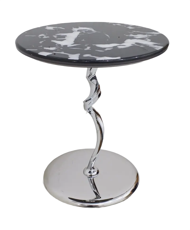 Linea Sleek Side Table – Model 1033 In Polished Silver (Flexible Installments) 1