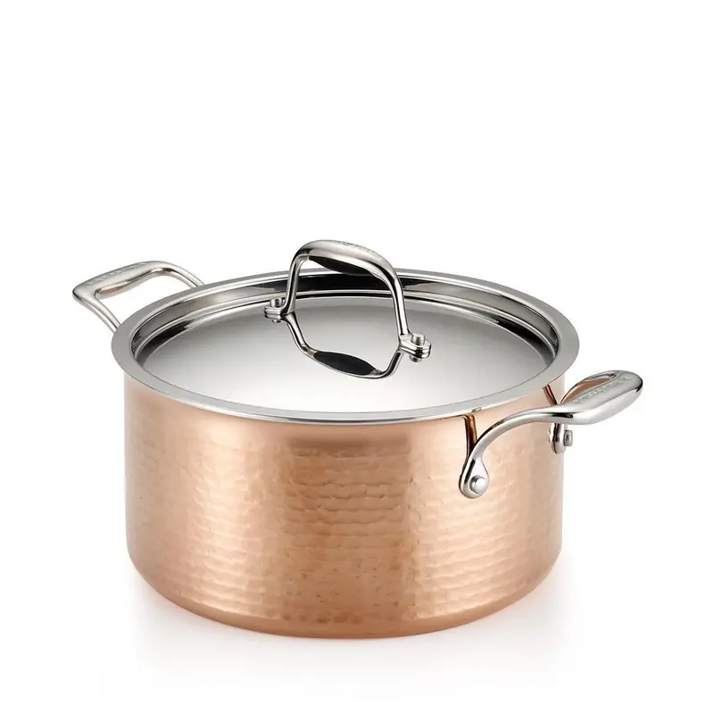 Martellata Tri-Ply Hammered Copper 5-Quart Covered Stewpot 1