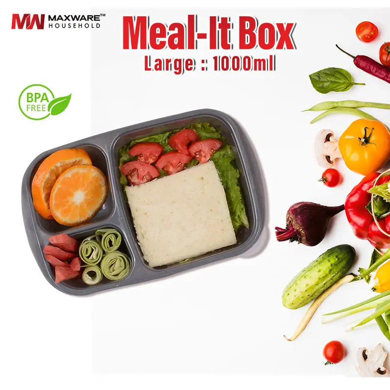 Maxware Meal-It Large Bento Box – 1000Ml Multi-Compartment Lunch Container 1
