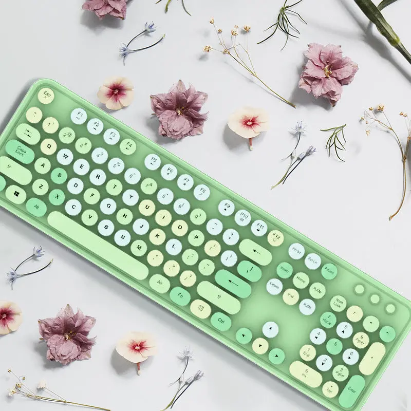 Mofii Wireless Keyboard And Mouse Combo – Fresh Green Accent Set 1