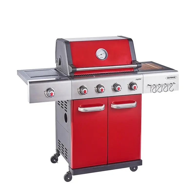 Outback Red Jupiter 4-Burner Hybrid Grill – Gas + Charcoal Flex Cooking 1