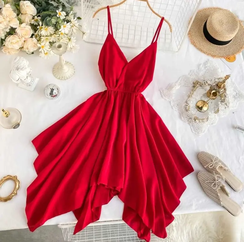Pinkwish Red Stylish Evening Dress – Modern Feminine Silhouette 1