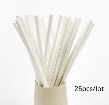 Plain White Paper Straws – 8-Inch, Pack Of 25 1