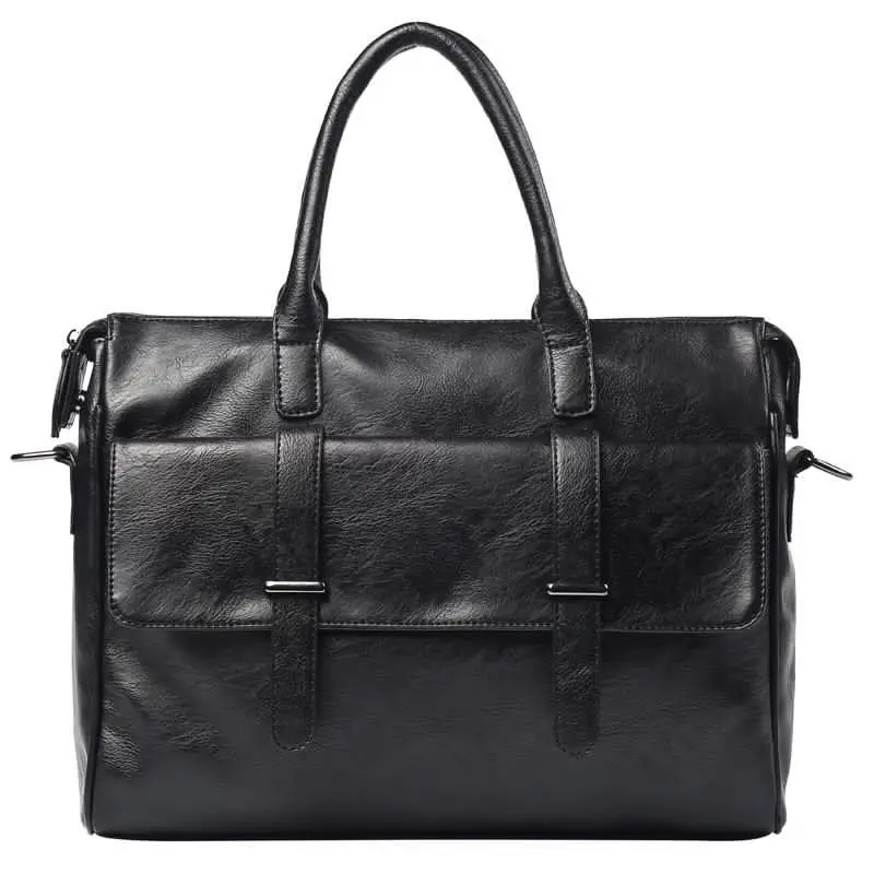 Premium Black Leather Laptop Bag – Fits 14-Inch Devices 1