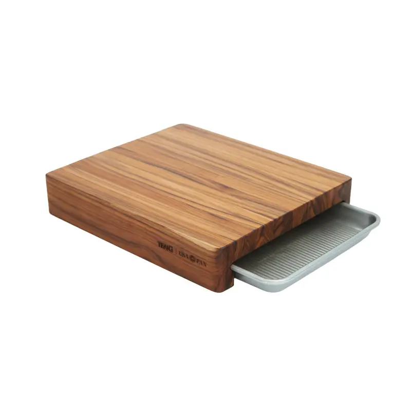 Prep-To-Pan Cutting Board With Quarter Sheet Pan – Teakhaus × Usa Pan 1