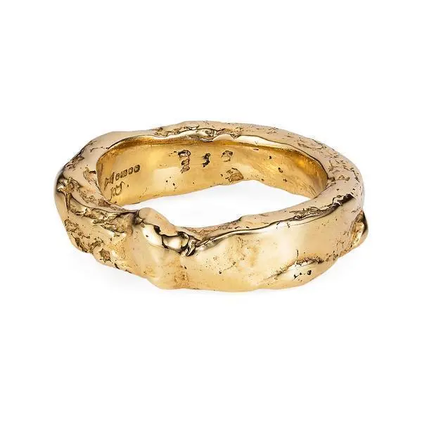 Rough-Textured Gold Band Ring – Hand-Finished Statement Piece 1