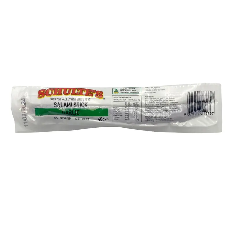 Schulte'S Garlic-Infused Salami Stick – 40G 1