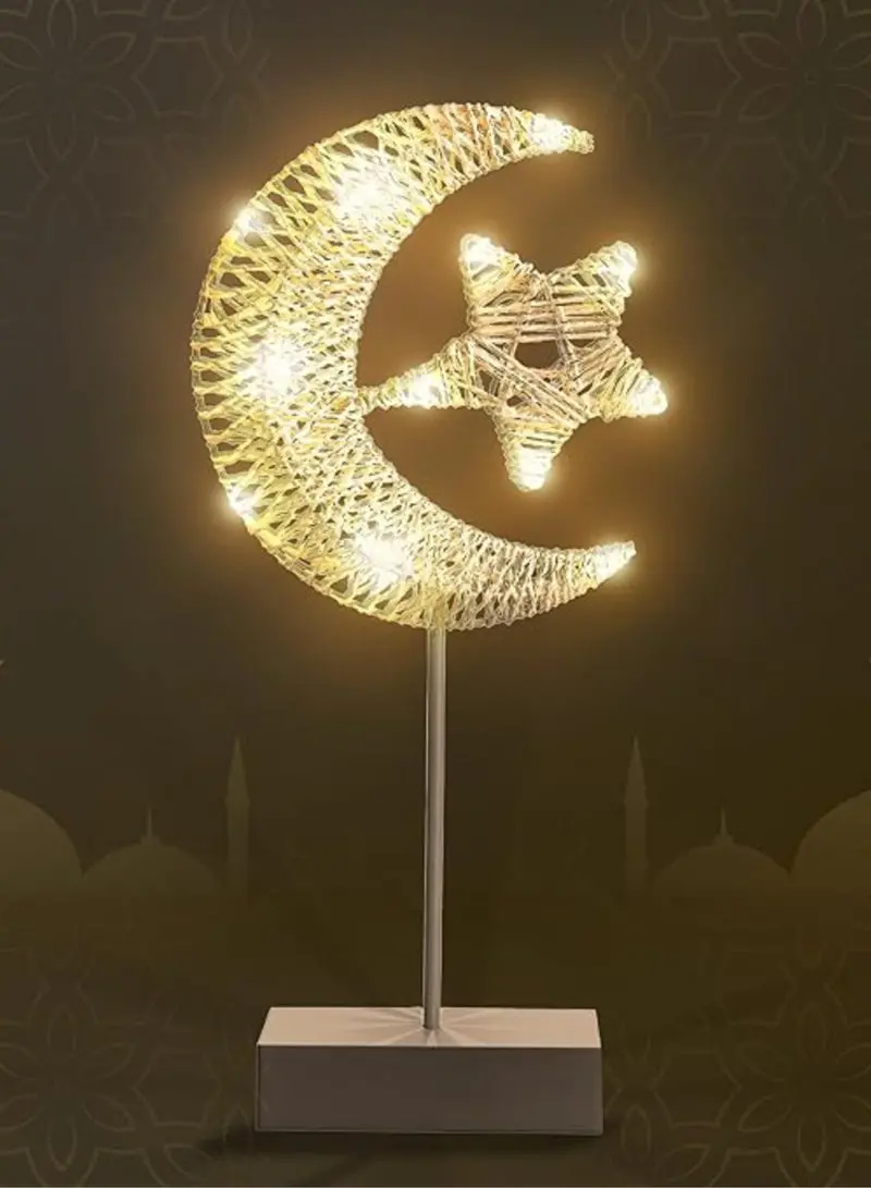 Scrolls Ramadan Decorative Lamp – Battery-Powered Star-And-Crescent Light For Elegant Home And Table Styling 1