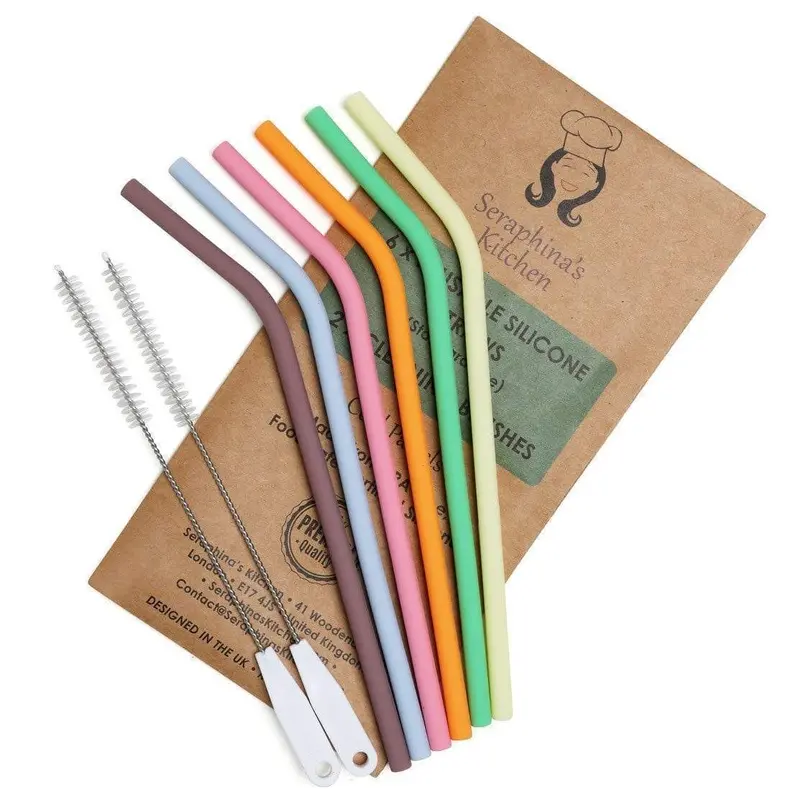 Set Of 6 Reusable Silicone Drinking Straws 1